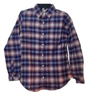 Dickies shacket womens long sleeve casual flannel Blue Lavender top button Sz XS